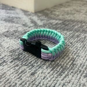 Survival Paracord Bracelet Woven Saftey Whistle Mint Green Lavender Braided Cuff